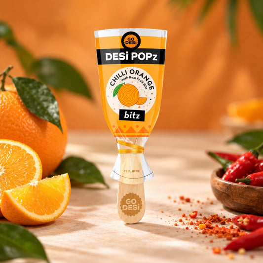 Chilli Orange + Spicy Lollipop | Pack of 5 | GoDesi Popz | Bachpan Bites